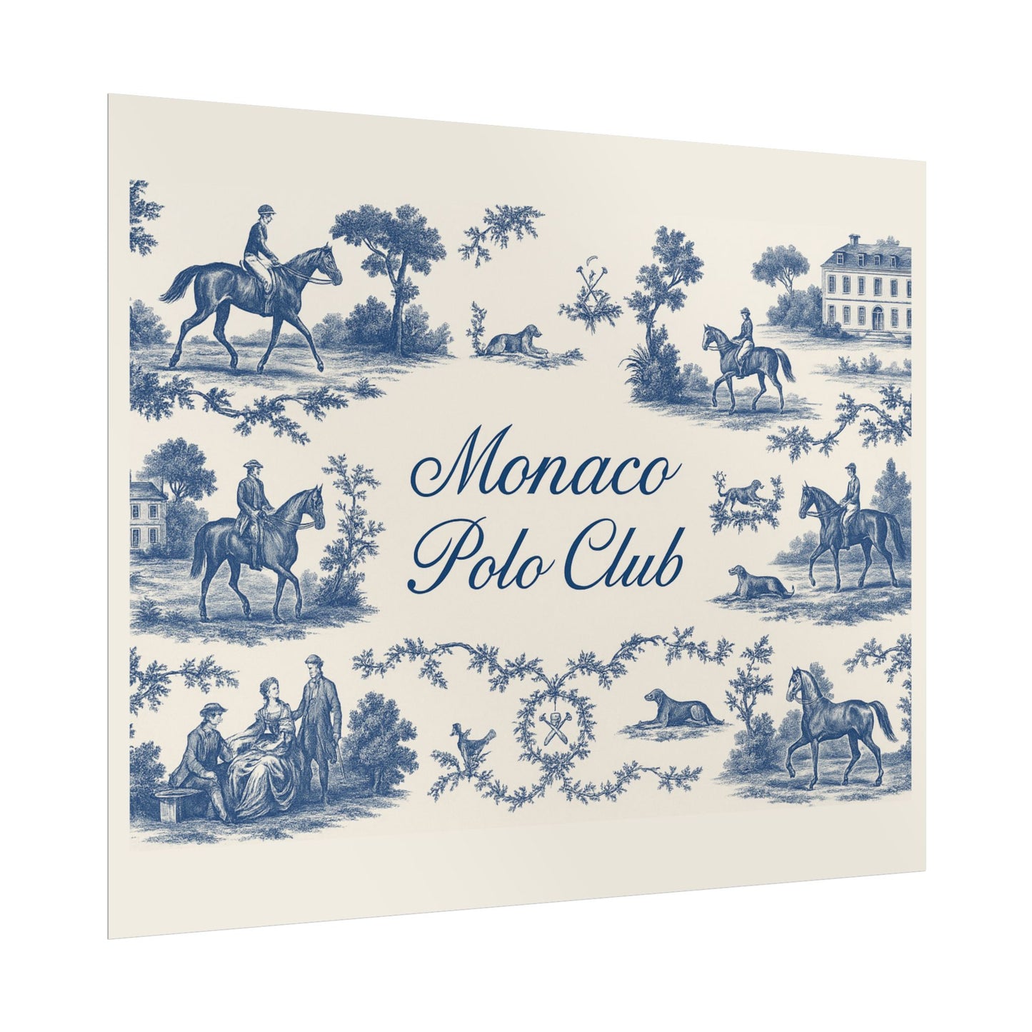 Monaco Polo Club Print | French Toile Equestrian Art