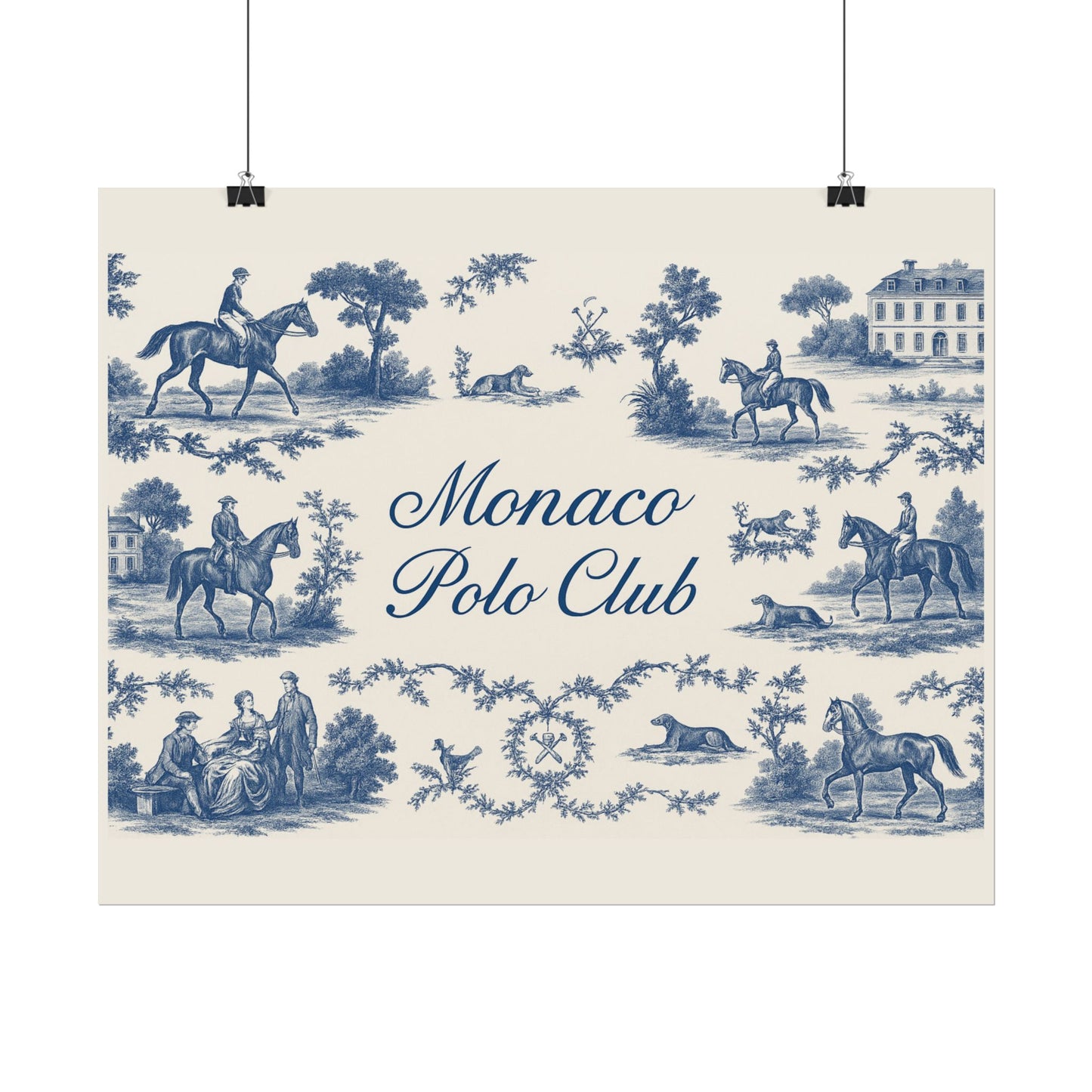 Monaco Polo Club Print | French Toile Equestrian Art