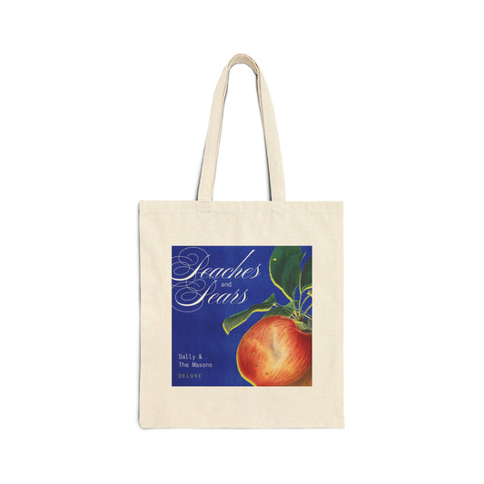 Peaches and Pears Illustration Canvas Tote Bag | Fruit Market Art, Botanical Print Trendy Bag