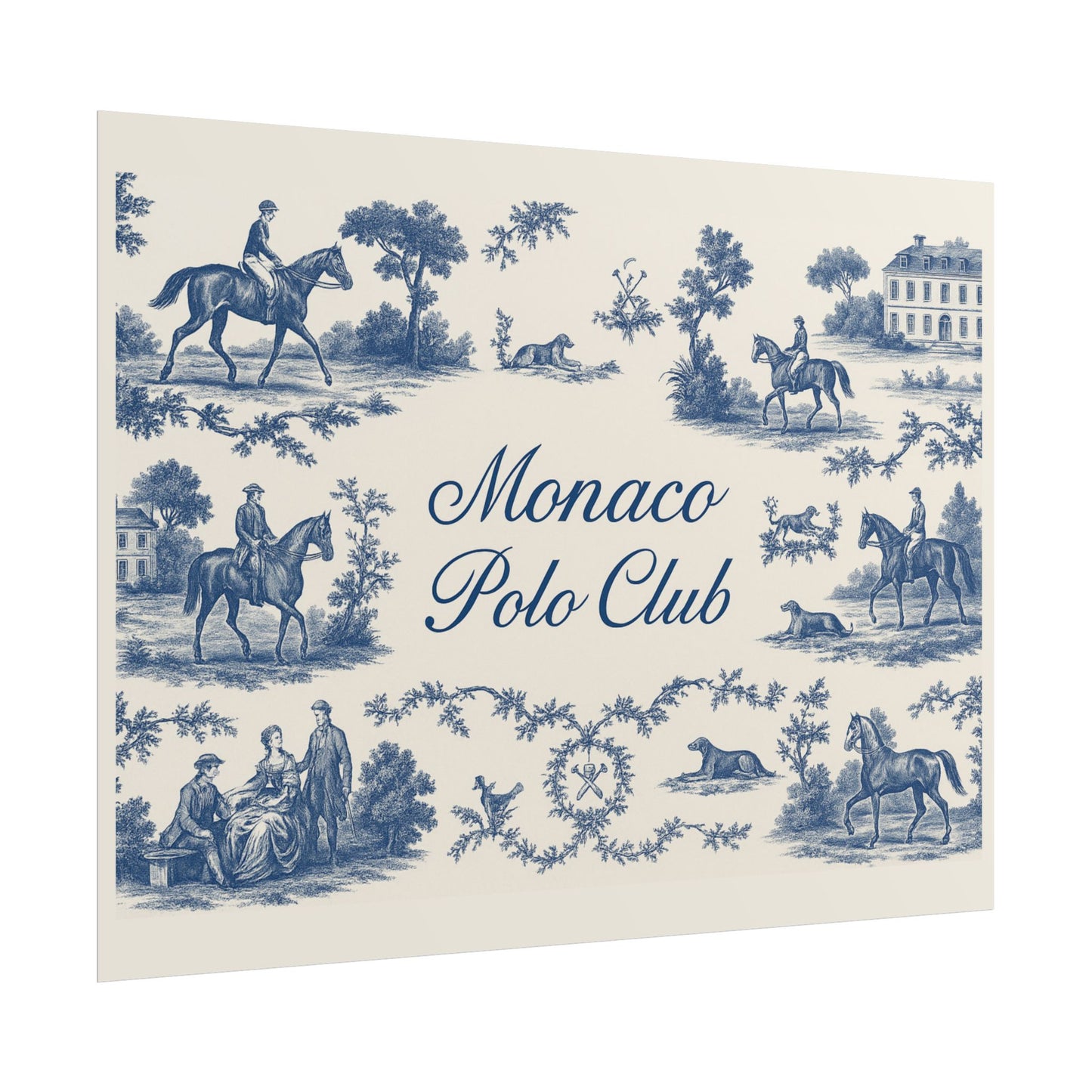 Monaco Polo Club Print | French Toile Equestrian Art