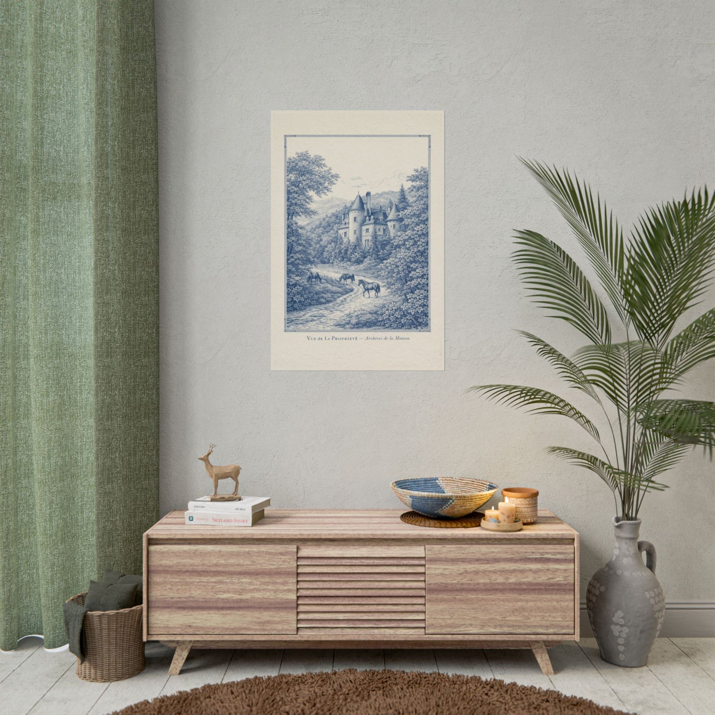French Chateau Equestrian Landscape Rolled Poster Print