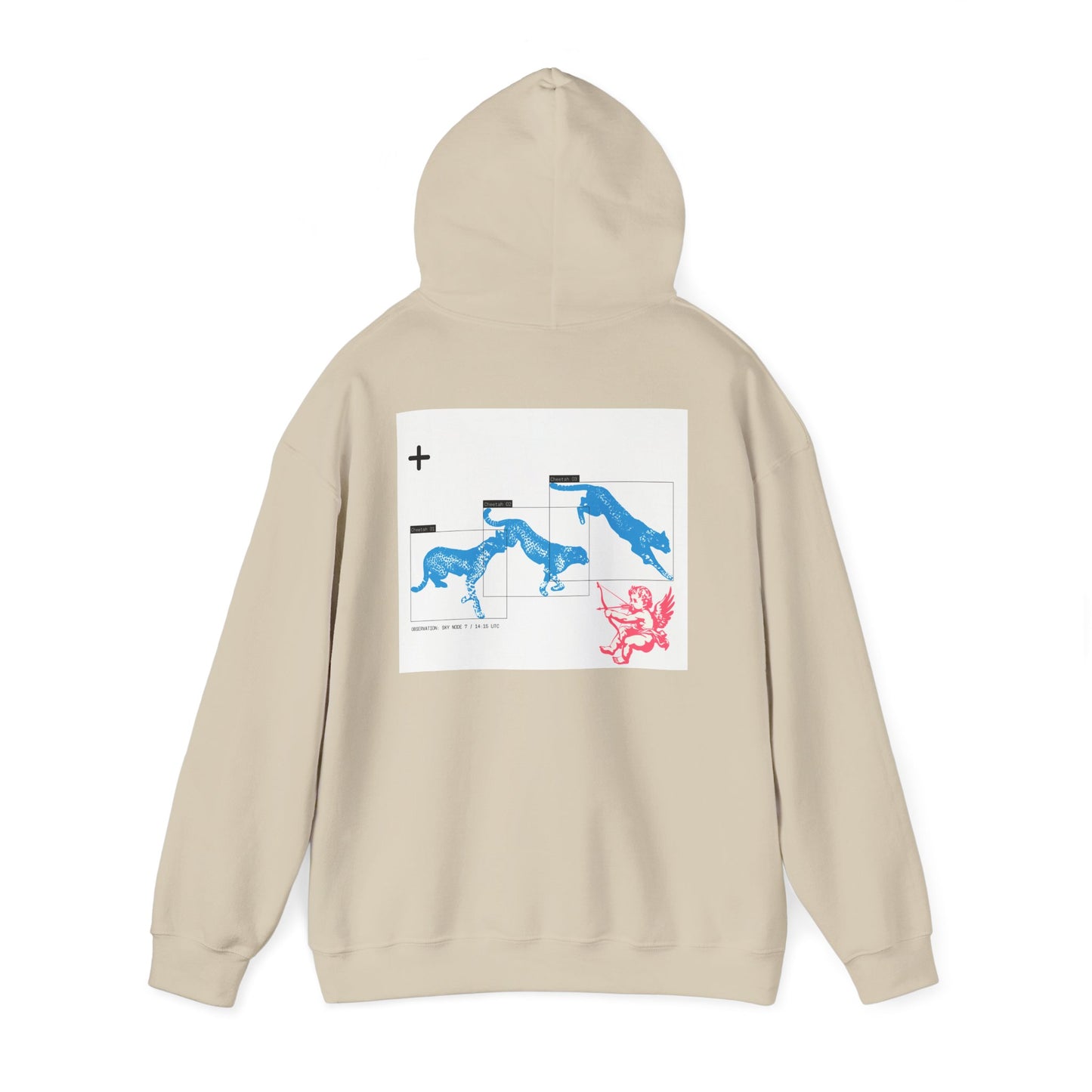 Cherub Angel Cheetah Leopard Hoodie | Neon Blue Pink College Sweats & Loungewear | Gift for Her Big Little Gift Sorority Gift