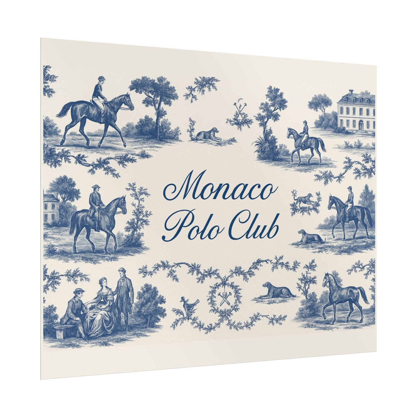 Monaco Polo Club Print | French Toile Equestrian Art