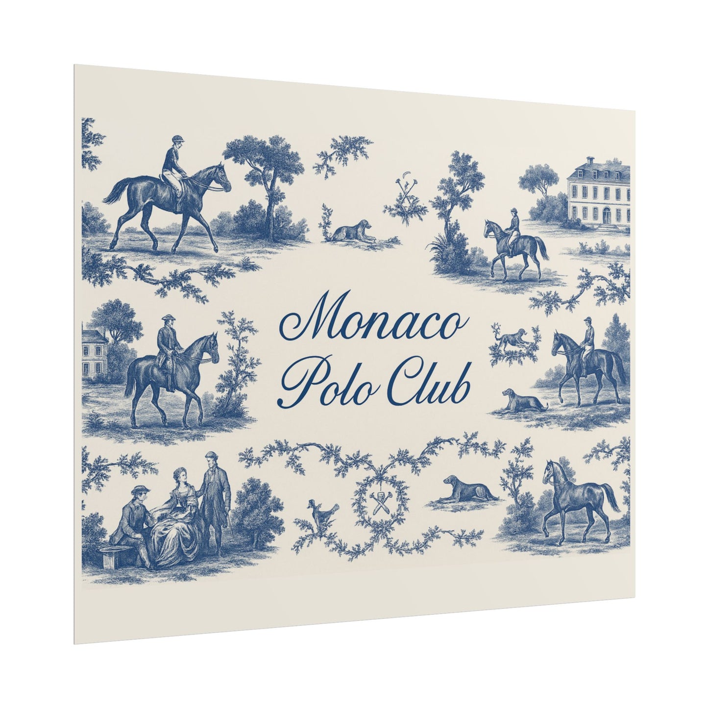 Monaco Polo Club Print | French Toile Equestrian Art