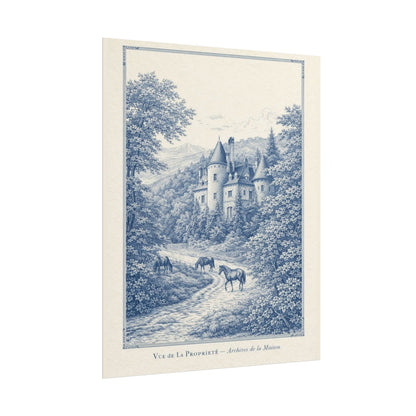 French Chateau Equestrian Landscape Rolled Poster Print