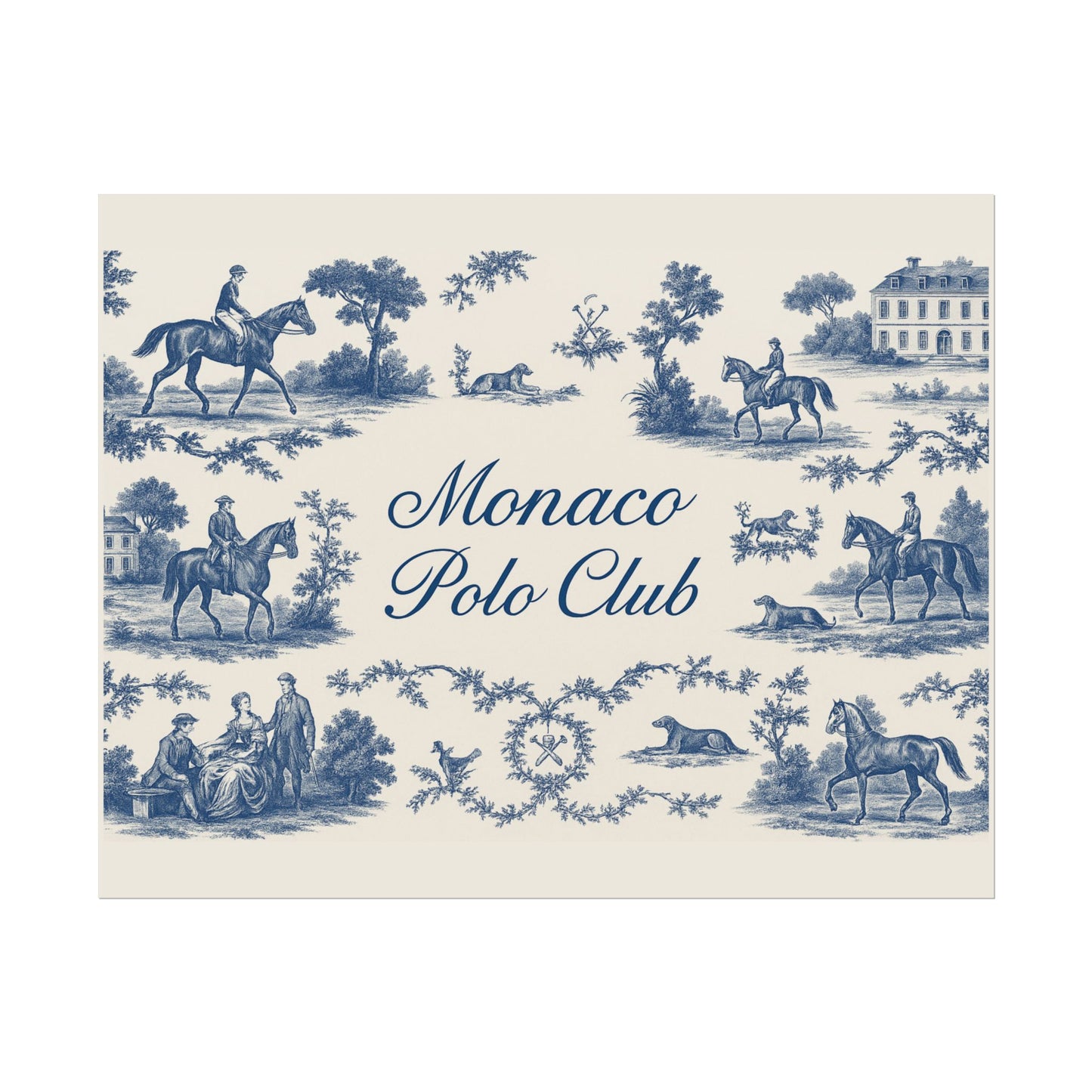 Monaco Polo Club Print | French Toile Equestrian Art