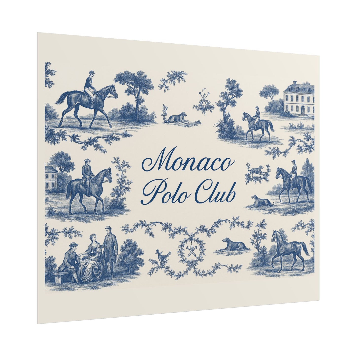Monaco Polo Club Print | French Toile Equestrian Art