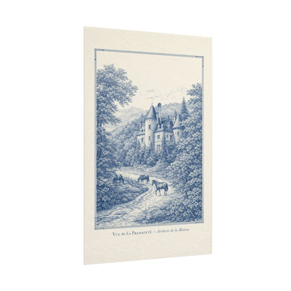 French Chateau Equestrian Landscape Rolled Poster Print