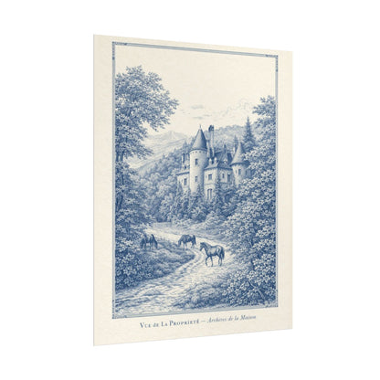 French Chateau Equestrian Landscape Rolled Poster Print