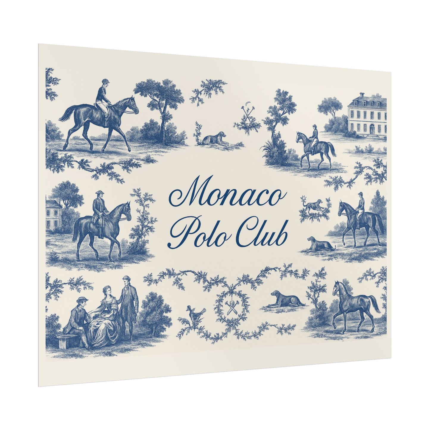 Monaco Polo Club Print | French Toile Equestrian Art