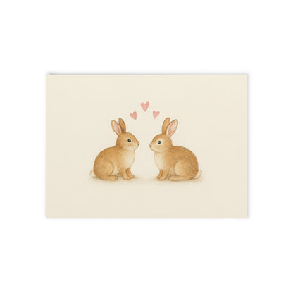 Bunnies-in-Love Watercolor Illustration Notecards