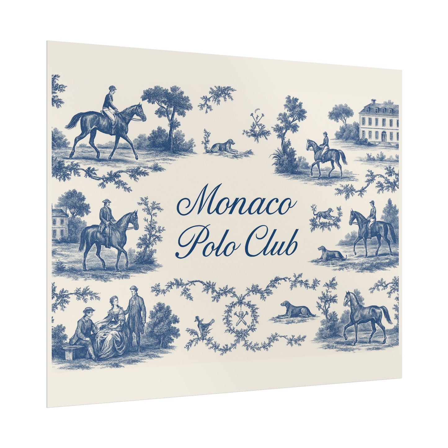 Monaco Polo Club Print | French Toile Equestrian Art