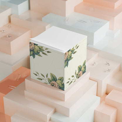 Beautiful Botanical Floral Post-It Note Cube | Cute Stationery, Preppy Stationary, Elegant Sticker Notepad