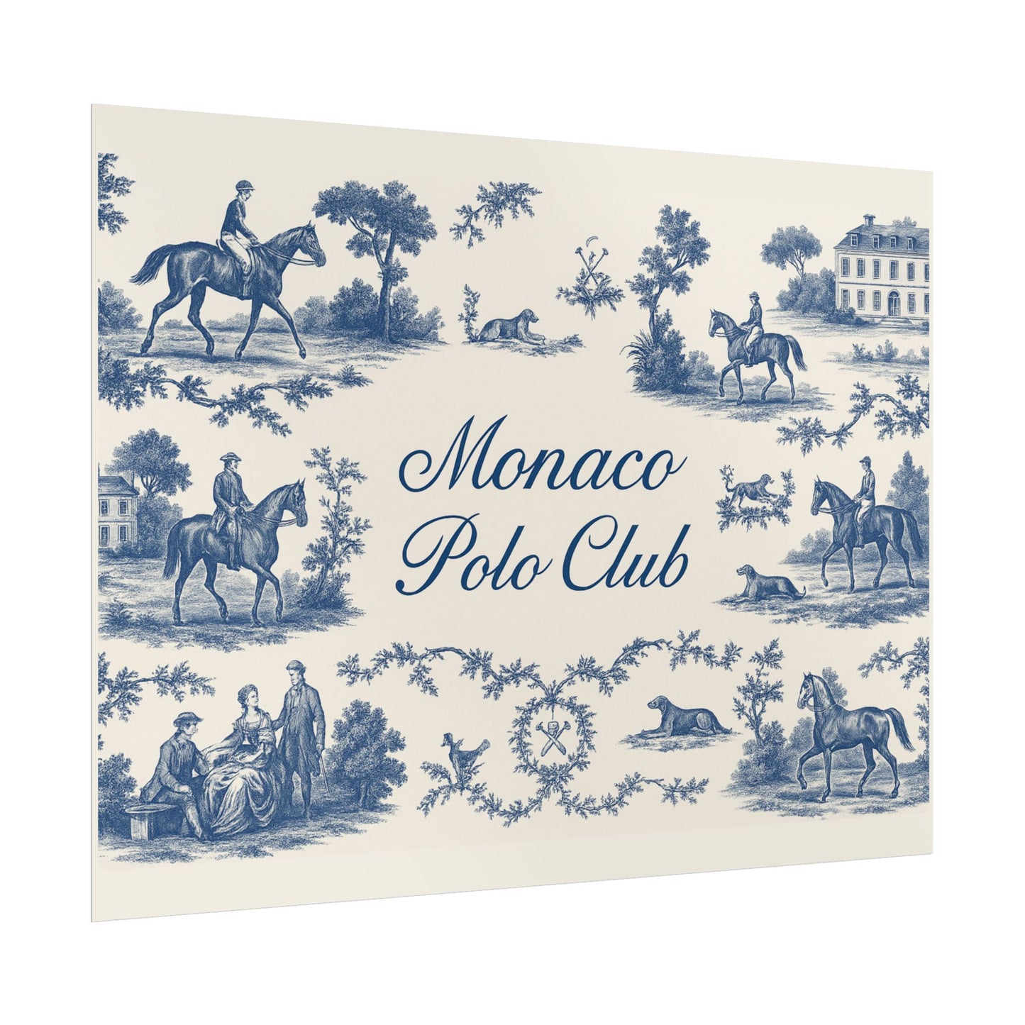 Monaco Polo Club Print | French Toile Equestrian Art