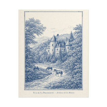 French Chateau Equestrian Landscape Rolled Poster Print