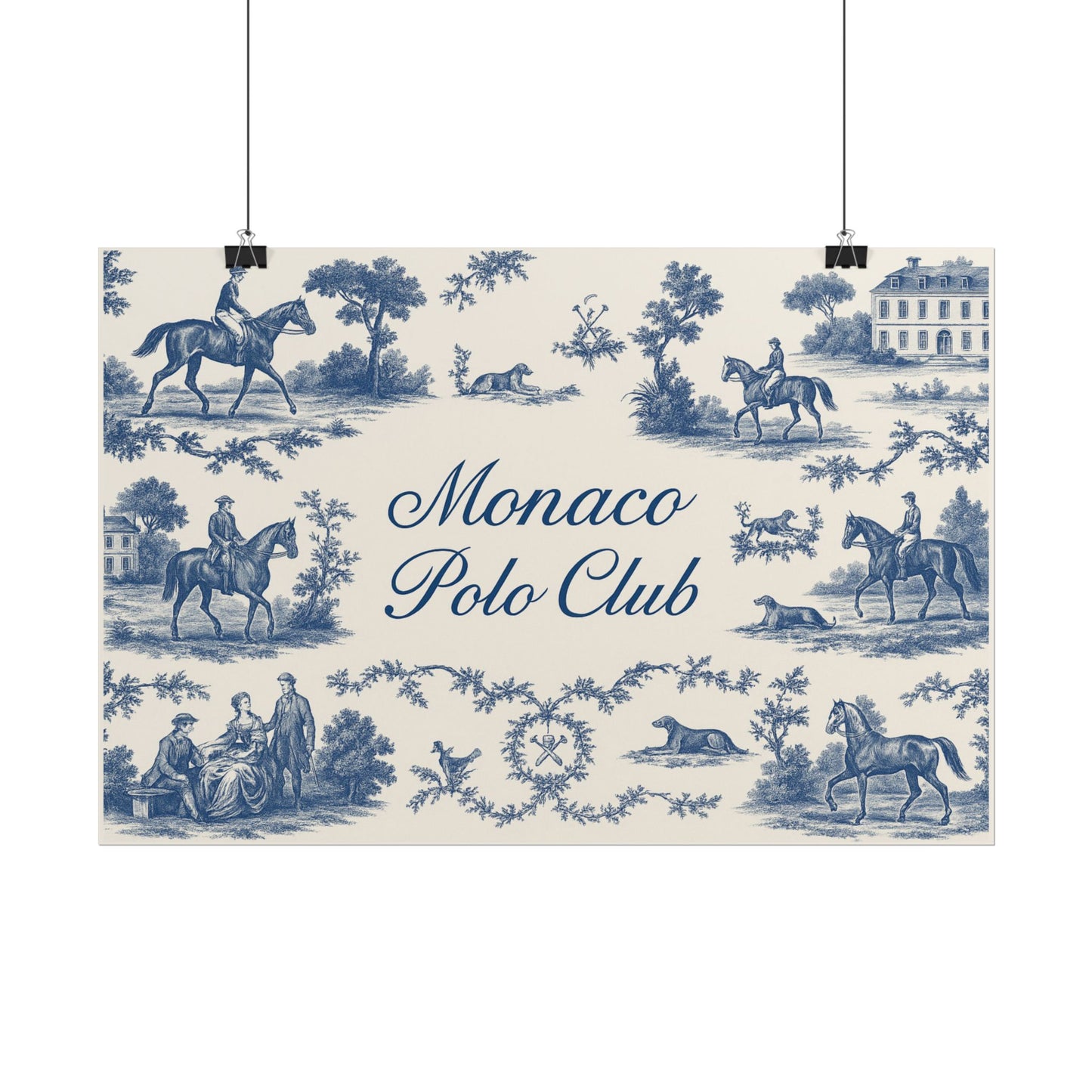 Monaco Polo Club Print | French Toile Equestrian Art