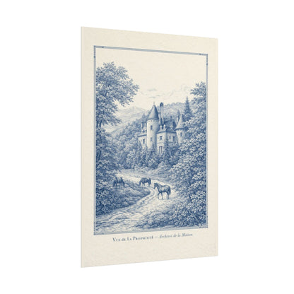 French Chateau Equestrian Landscape Rolled Poster Print