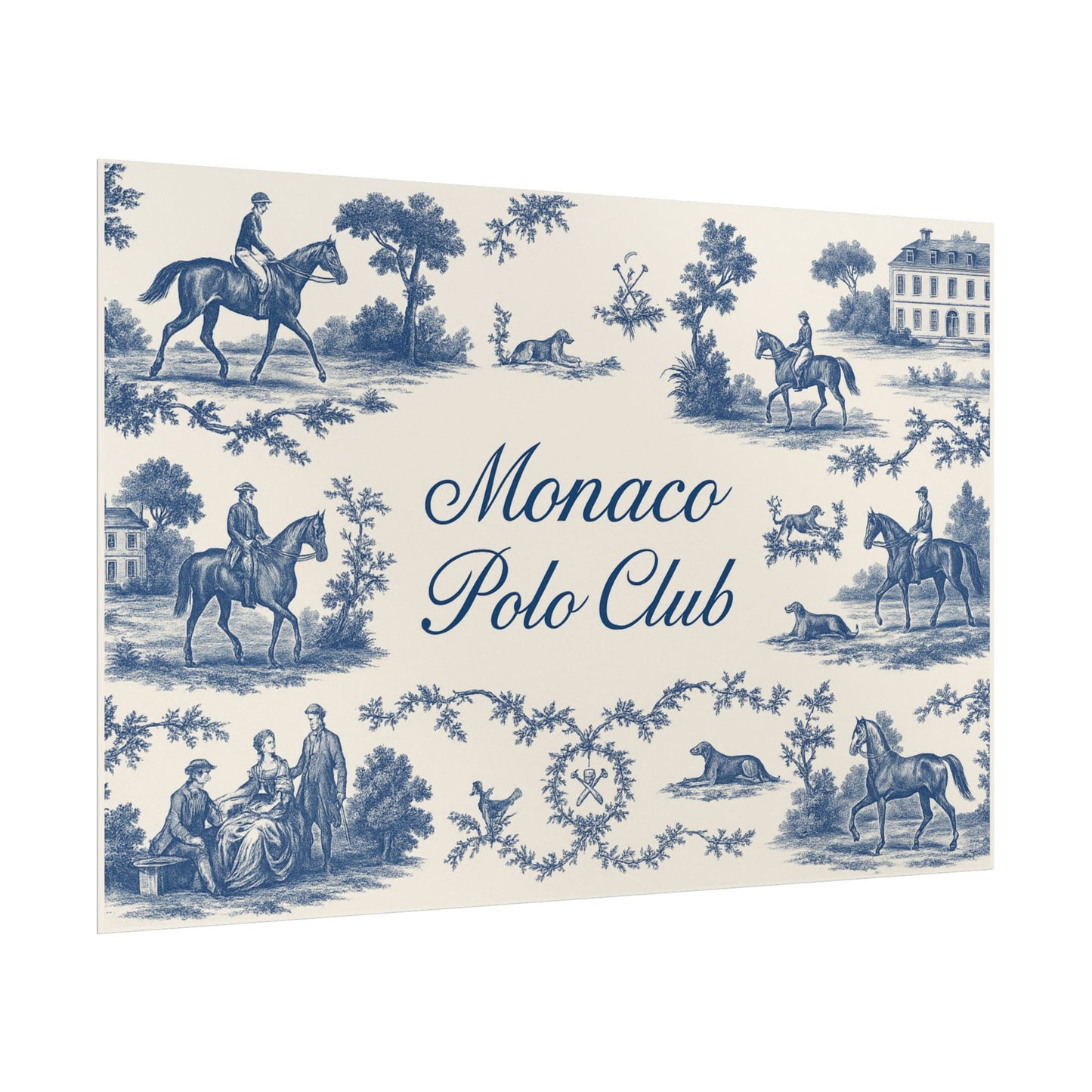 Monaco Polo Club Print | French Toile Equestrian Art
