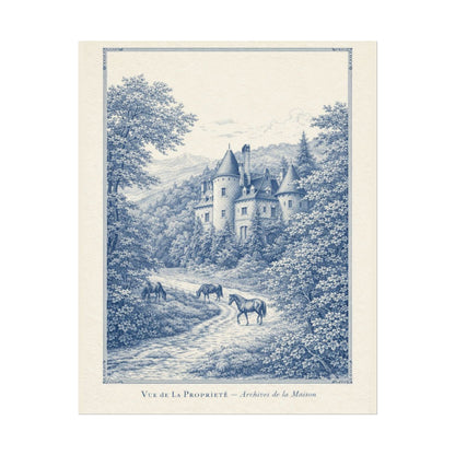 French Chateau Equestrian Landscape Rolled Poster Print