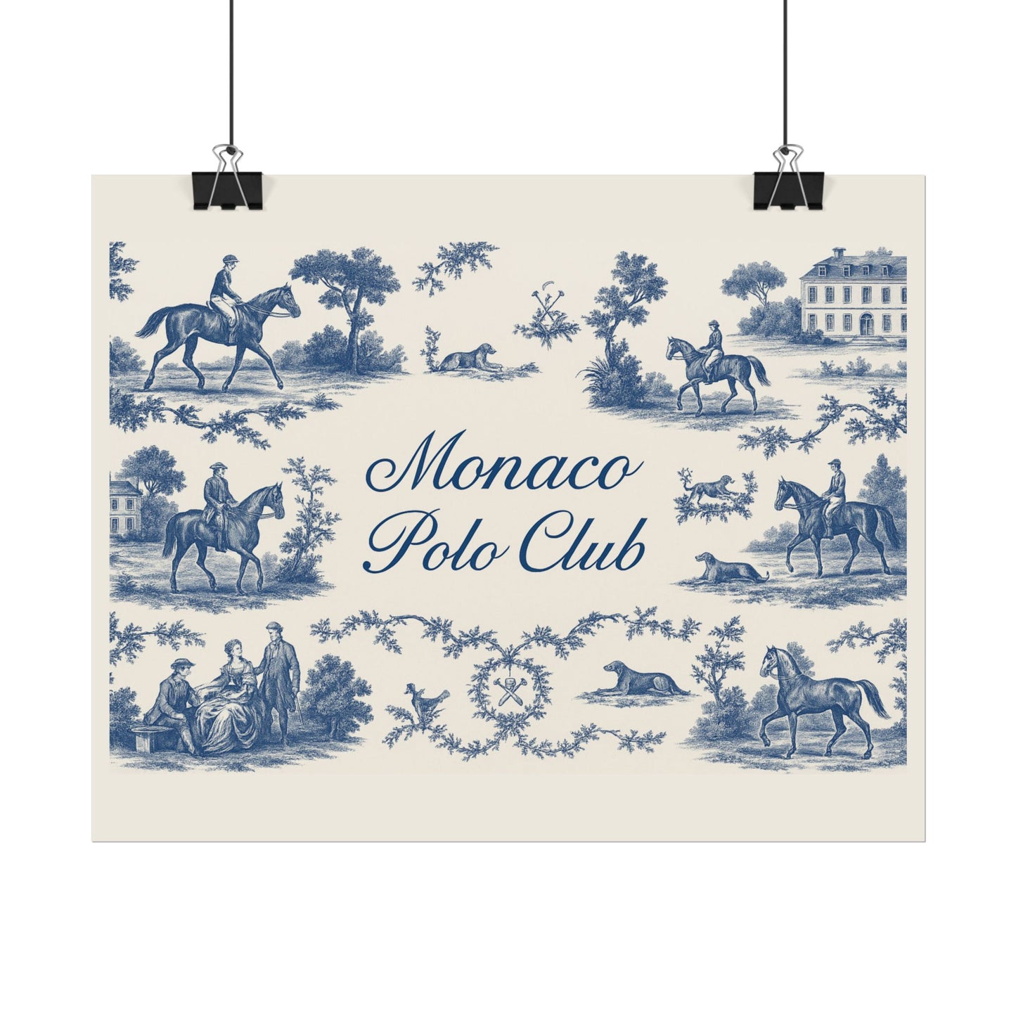 Monaco Polo Club Print | French Toile Equestrian Art
