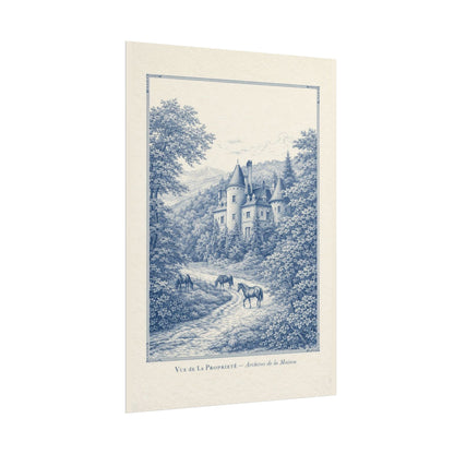 French Chateau Equestrian Landscape Rolled Poster Print