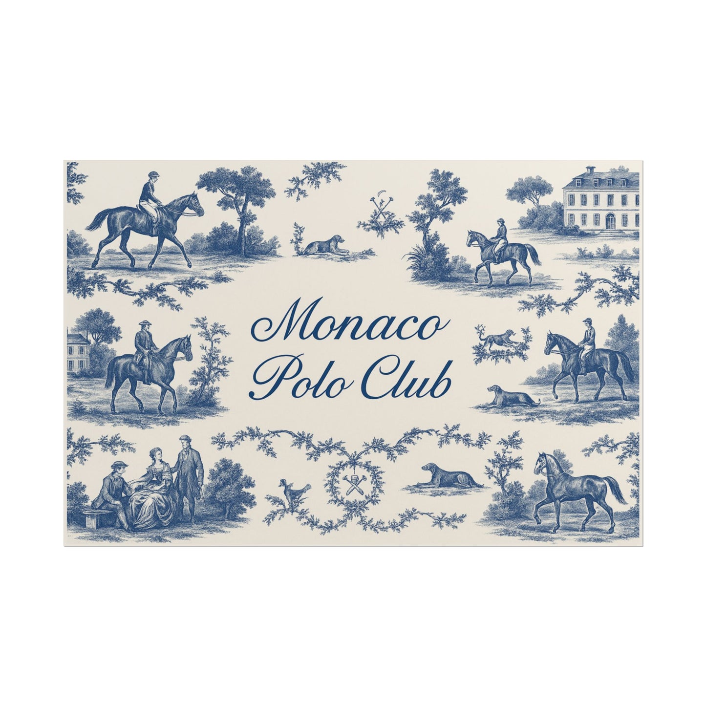 Monaco Polo Club Print | French Toile Equestrian Art