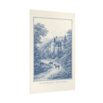 French Chateau Equestrian Landscape Rolled Poster Print