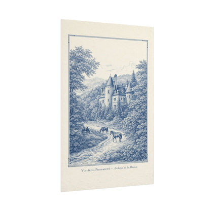 French Chateau Equestrian Landscape Rolled Poster Print