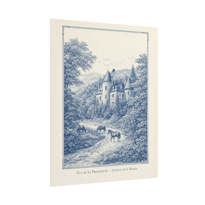 French Chateau Equestrian Landscape Rolled Poster Print