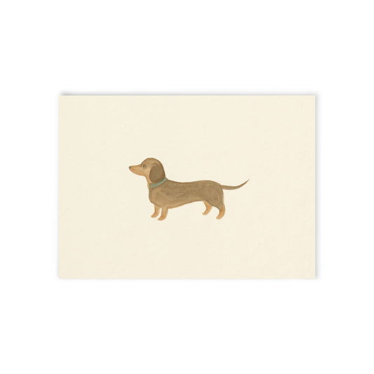 Charming Postcard - Dachshund Watercolor Illustration, Minimalist Dog Design, Bespoke Stationery, Greeting Cards, Cute Animal Art Print