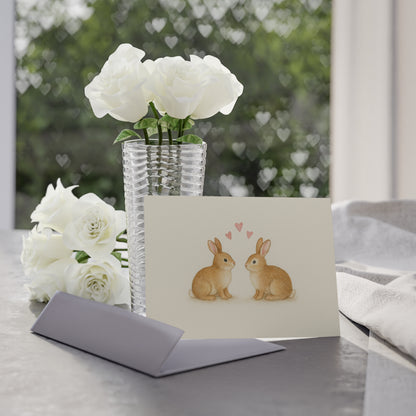 Bunnies-in-Love Watercolor Illustration Notecards