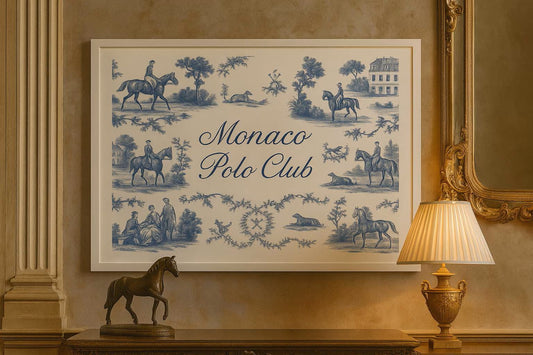 Monaco Polo Club Print | French Toile Equestrian Art